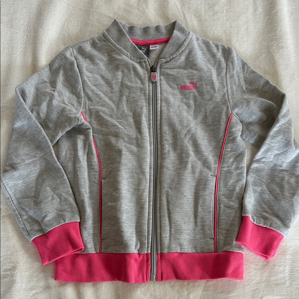 EUC Puma Heather Gray and Pink Track Jacket
